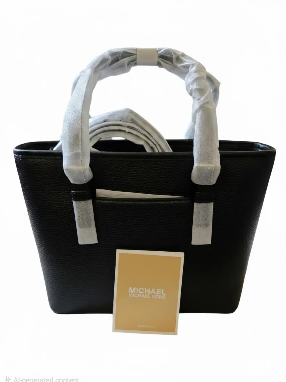 Michael Kors Black Pebbled Leather Tote with MK Logo Charm - Picture 5 of 5